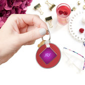 赤い擬似テクスチャードレザー キーホルダー