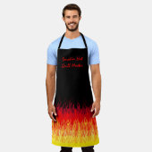 赤い改造炎 – Smokin Hot Grill Master エプロン (着用した状態)