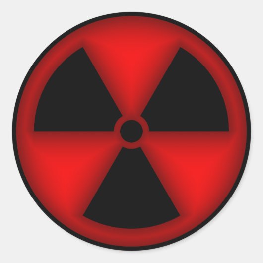 赤い放射線シンボルステッカー ラウンドシール (正面)