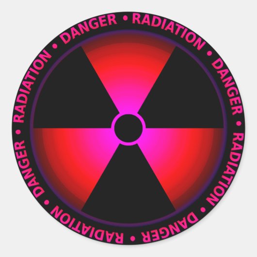 赤い放射線シンボルステッカー ラウンドシール (正面)