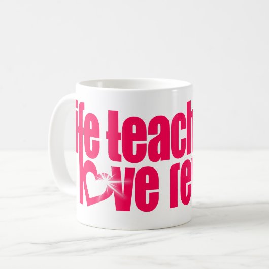 赤い教えスローガンのマグ「生命の愛が現れる」 コーヒーマグカップ (正面左)