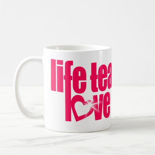 赤い教えスローガンのマグ「生命の愛が現れる」 コーヒーマグカップ (左)