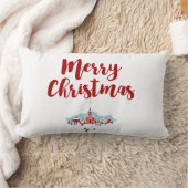 赤い教会とクリスマススターが訪れる冬の風景 ランバークッション (ブランケット)