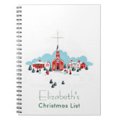 赤い教会と星の上のクリスマスシーン ノートブック (正面)