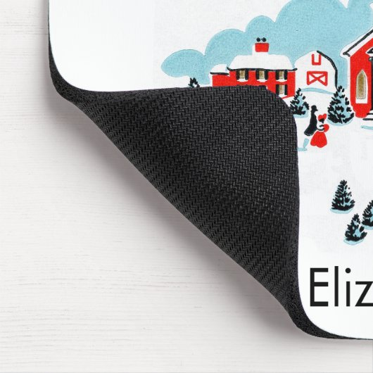 赤い教会と星の上のクリスマスシーン マウスパッド (コーナー)