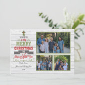 赤い数々の緑のクリスマスカード 招待状 (スタンド正面)