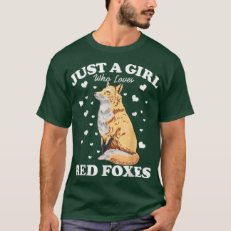 赤い敵を愛する女の子、かわいい動物の赤 Tシャツ