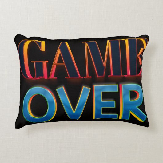 赤い文字で「GAME OVER」と太字で表示 アクセントクッション (正面)