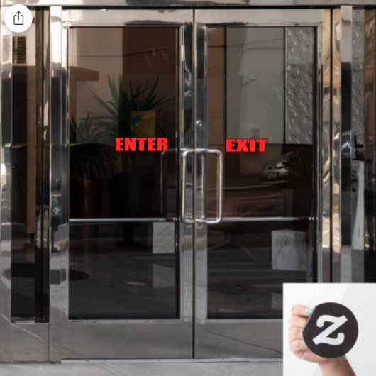 赤い文字の出入り口ショップビジネスドア ウィンドウサイン