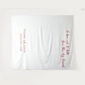 赤い文字の白い結婚式名言 タペストリー (正面(横))