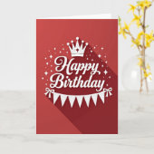 赤い文字の誕生日カード カード (黄色い花)