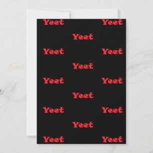 赤い文字のyeted感嘆符ウイルスのフレーズのYeteting サンキューカード