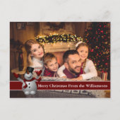 赤い文字バンド付き完全はがきフォト雪だるま ポストカード (正面)