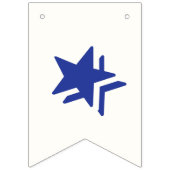 赤い文字、白い背景、青い星☆ハッピーバースデー☆ バンティングフラッグ (第1の旗)