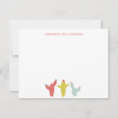 赤い文房具のサボテンパーソナライズされたスケッチ ノートカード (正面)