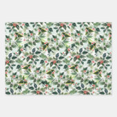 赤い斑入りウィンターベリー模様クリスマス ラッピングペーパーシート (正面2)