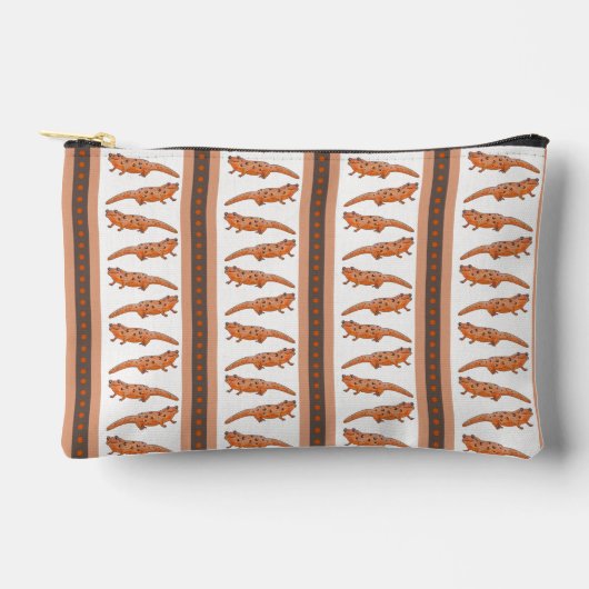 赤い斑点のあるニューストライプチジッパーパウチ アクセサリーポーチ (正面)