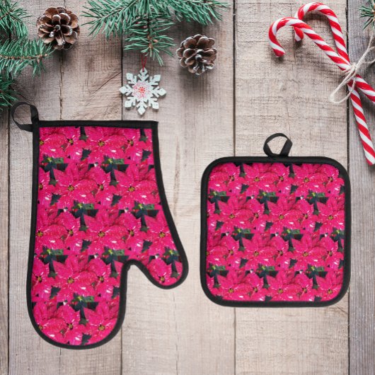 赤い斑点模様の休日 鍋つかみ&鍋敷きセット