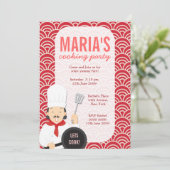 赤い料理のシェフ キッチンパーティーの招待状 招待状 (スタンド正面)