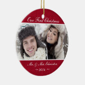 赤い新婚者の初めてのクリスマスのオーナメント セラミックオーナメント (右)