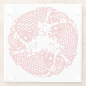 赤い旋回コイカープフィッシュグループSqGC ガラスコースター (裏面)