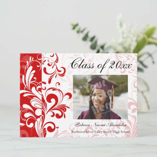 赤い旋回素晴らし写真の卒業発表 招待状 (スタンド正面)