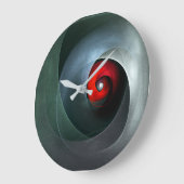 赤い旋回芸術的モダン抽象芸術アートパターン#19 ラージ壁時計 (傾斜)