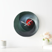 赤い旋回芸術的モダン抽象芸術アートパターン#19 ラージ壁時計 (ホーム)