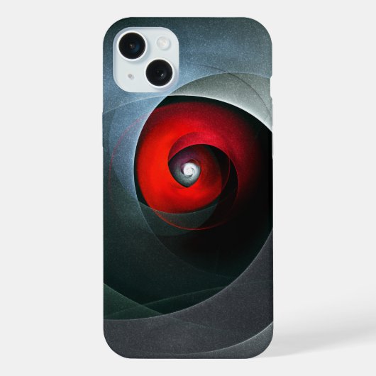 赤い旋回芸術的モダン抽象芸術アートパターン#19 iPhoneケース (裏面)