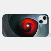 赤い旋回芸術的モダン抽象芸術アートパターン#19 iPhoneケース (裏面横)