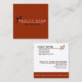 赤い旗との赤いロゴ スクエア名刺 (正面/裏面)