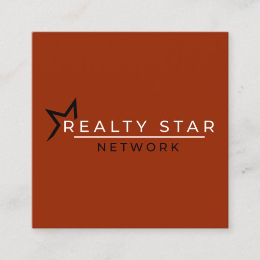 赤い旗との赤いロゴ スクエア名刺 (正面)