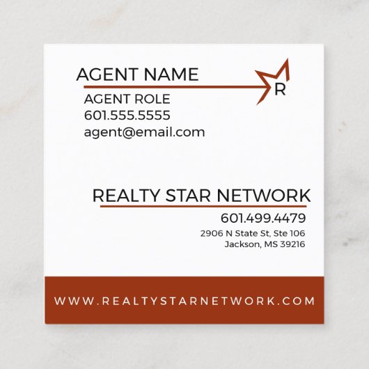 赤い旗との赤いロゴ スクエア名刺 (裏面)