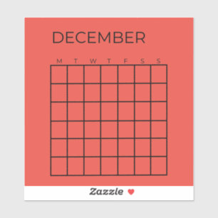 赤い日付なし12月のプランナー シール