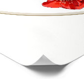 赤い日本のカリンの花の丸が白 ポスター (角)