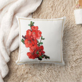 赤い日本のクインズブロッサムホワイト クッション (ブランケット)