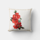 赤い日本のクインズブロッサムホワイト クッション (正面)