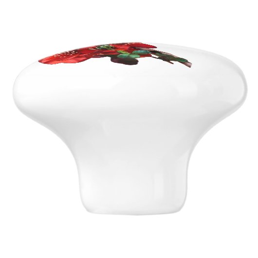 赤い日本のクインズブロッサムホワイト セラミックノブ (側面)