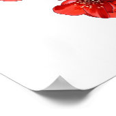 赤い日本のクインズブロッサムホワイト ポスター (角)