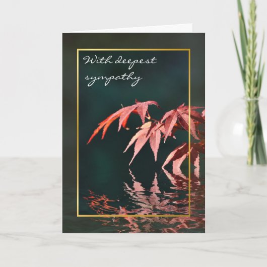 赤い日本のメープル反射悔やみや弔慰 カード (正面)