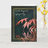 赤い日本のメープル反射悔やみや弔慰 カード (黄色い花)