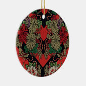赤い日本のヴィンテージフローラ セラミックオーナメント (右)