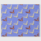 赤い日本の冠の鶴の鳥 ラッピングペーパー (フラット)