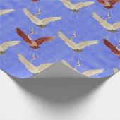 赤い日本の冠の鶴の鳥 ラッピングペーパー (角)