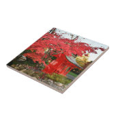 赤い日本の楓と庭の神社 タイル (側面)