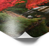 赤い日本の楓と庭の神社 フォトプリント            (角)