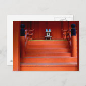 赤い日本の神社と2つの小さなターコイズ ポストカード (正面/裏面)