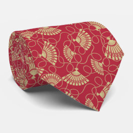 赤い日本の金ゴールドファン ネクタイ