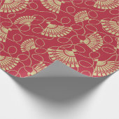 赤い日本の金ゴールドファン ラッピングペーパー (角)