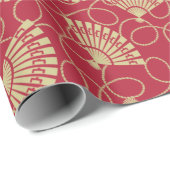 赤い日本の金ゴールドファン ラッピングペーパー (ロールコーナー)